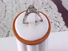 Sterling Filigree Ring Signed Vintage Boomerang