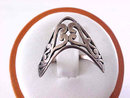Sterling Filigree Ring Signed Vintage Boomerang