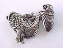 Sterling Fish Pin Signed Ornate Detail Vintage