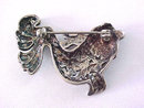 Sterling Fish Pin Signed Ornate Detail Vintage