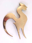 Large Rooster Brooch Bronze Modernist Vintage