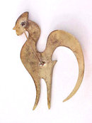 Large Rooster Brooch Bronze Modernist Vintage
