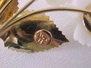 Faux Ivory Flowers Pin Signed Vintage