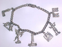 Tourist Charm Bracelet 7 Charms Vintage