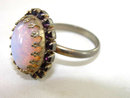 Dragon's Breath Jelly Opal Ring Prong Set Purple Rhinestones