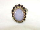 Dragon's Breath Jelly Opal Ring Prong Set Purple Rhinestones