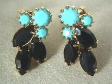 Persian Blue Turquoise and Black Earrings