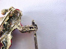 Santa Claus Skis Pin Signed Vintage Enamel
