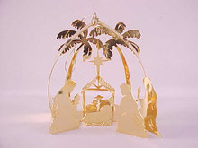 Lunt Manger Ornament 24K Gold Plate 3 Dimensional