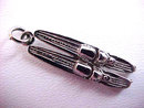 Pair of Skis Charm Silver Tone