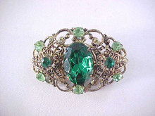 Greens Filigree Pin Brooch Filigree Prong Set Vintage