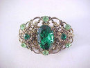 Greens Filigree Pin Brooch Filigree Prong Set Vintage