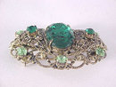 Greens Filigree Pin Brooch Filigree Prong Set Vintage