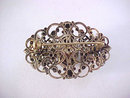 Greens Filigree Pin Brooch Filigree Prong Set Vintage