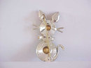 Dodds Kitty Cat Pin Green Orange Vintage Gorgeous!