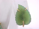 Sorrento Jade Carved Leaf Earrings Gold Filled Prong Set Vintage