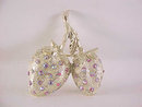 Signed Double Strawberries Pin Aurora Borealis Stunning Vintage