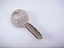 Rhinestone Studded Key Pendant Pave Neck