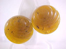 Honey Lucite Earrings Black Speckles Molded