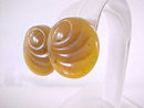 Honey Lucite Earrings Black Speckles Molded