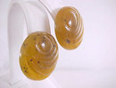Honey Lucite Earrings Black Speckles Molded