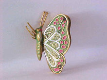 Damascene Butterfly In Flight Pin Green SPAIN Vintage
