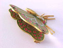 Damascene Butterfly In Flight Pin Green SPAIN Vintage