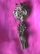 Vict style pin w/seed pearls& tassel drop