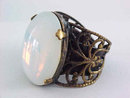 Moonstone(Faux) Filigree Ring Large Old New Stock Decadent