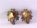 Austria Milk Glass Rhinestone Flower Earrings Vintage