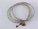 Art Deco 7 Each Textured Bangles Bracelet Child Heart Key