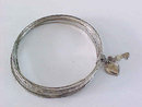 Art Deco 7 Each Textured Bangles Bracelet Child Heart Key