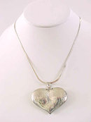 Sterling Puffy Heart Etched Large 30 Inch Chain Vintage