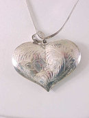 Sterling Puffy Heart Etched Large 30 Inch Chain Vintage