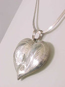 Sterling Puffy Heart Etched Large 30 Inch Chain Vintage