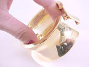 Wide Hinged Clamper Bracelet MOD Curved Gold Tone