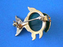 Scarab Fish Pin Vintage Jade Green Onyx Belly Very Nice