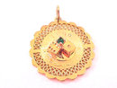Reno Dice Charm Gold Filled Green Stone Filigree Vintage