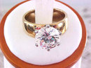 BLING! CZ 4.5 CTS Cubic Zirconia Solitaire 6 Prong 2 Tone Wide Band