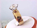 BLING! CZ 4.5 CTS Cubic Zirconia Solitaire 6 Prong 2 Tone Wide Band