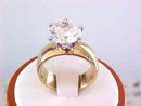 BLING! CZ 4.5 CTS Cubic Zirconia Solitaire 6 Prong 2 Tone Wide Band
