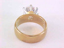 BLING! CZ 4.5 CTS Cubic Zirconia Solitaire 6 Prong 2 Tone Wide Band