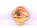 Damascene Scalloped Filigree Pin OLD Trumpet Clasp Beautiful!