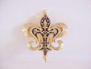 Fleur De Lis Pin Vintage Double Black Gold Tone Beautiful!