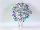 Peacock AB Stones Pin Brooch Aurora Borealis Rhinestones Vintage Stunning