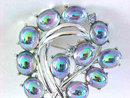 Peacock AB Stones Pin Brooch Aurora Borealis Rhinestones Vintage Stunning