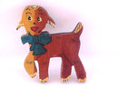 Hand Painted Lamb Pin Brooch Wood 1930s Large