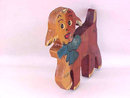 Hand Painted Lamb Pin Brooch Wood 1930s Large