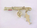 Vintage Fishing Pin Rod,Reel,Crewel, GUILLOCHE Fish