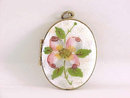 Guilloche Locket Floral Large Oval Photos Vintage So Pretty!
